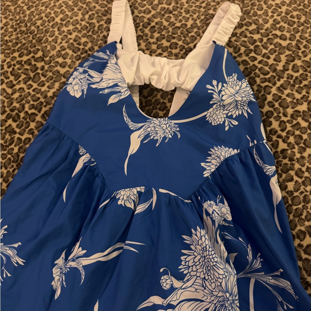 Blue Floral Halter Dress free people movement